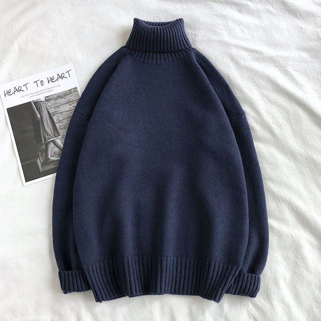 Privathinker Winter Warm Men's Turtleneck Sweaters Solid Color Korean Man Casual Knitter Pullovers 2021 Harajuku Male Sweaters