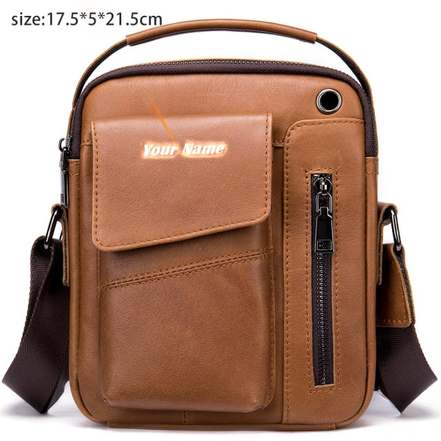 MVA Genuine Leather Men's Messenger Bag Shoulder Bags for Men Crossbody Bags Small Man Designer Shoulder Handbag Bolso Male 7438