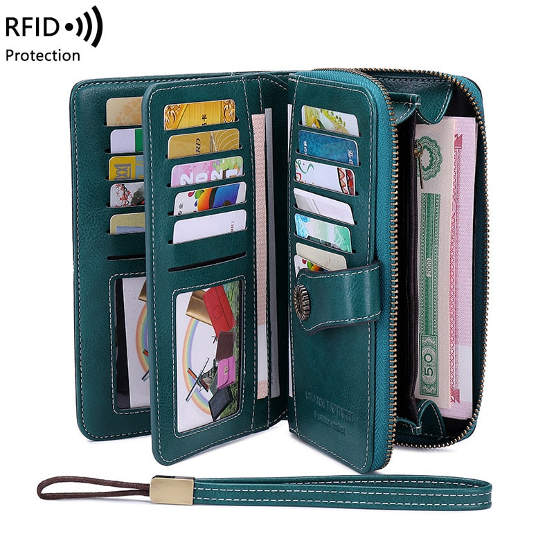 2021 New Women Wallet RFID Anti-theft Wallet Woman Long Zipper Large Capacity Ladies Clutch Bag Female Long Purses Card Holder