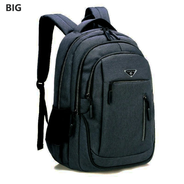 Big Capacity Men Backpack Laptop 15.6 Oxford Gray Solid High School Bags Teen College Student Back Pack Multifunctional Bagpack