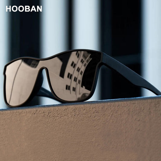 HOOBAN 2021 New Square Polarized Sunglasses Men Women Fashion Square Male Sun Glasses Brand Design One-piece Lens Eyewear UV400