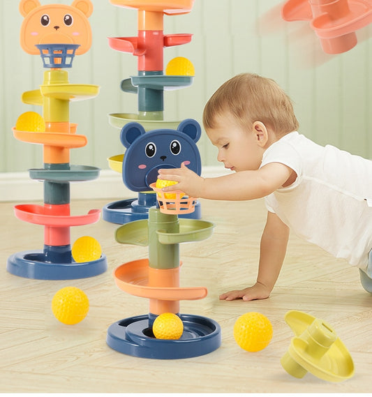 Children's toy rolling ball pile tower early education educational toy rotating track educational baby toy gift