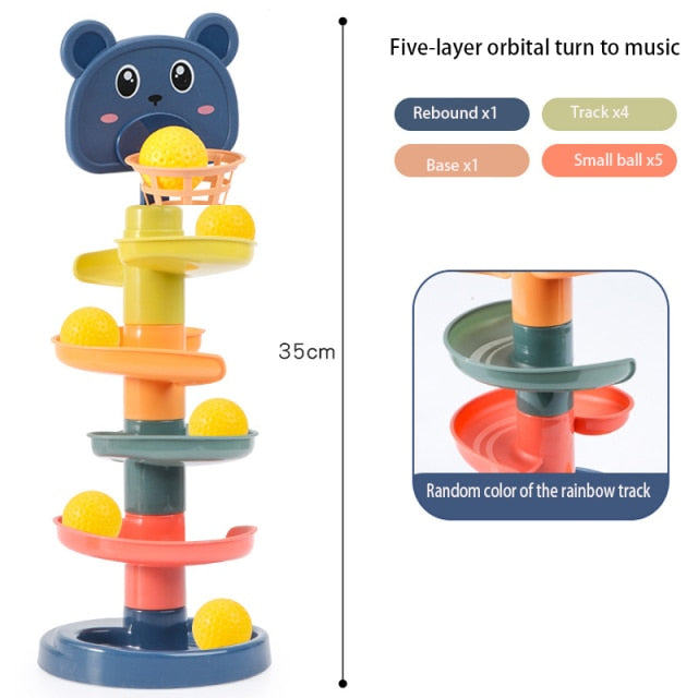 Children's toy rolling ball pile tower early education educational toy rotating track educational baby toy gift