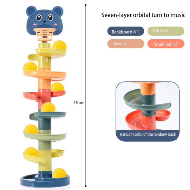 Children's toy rolling ball pile tower early education educational toy rotating track educational baby toy gift