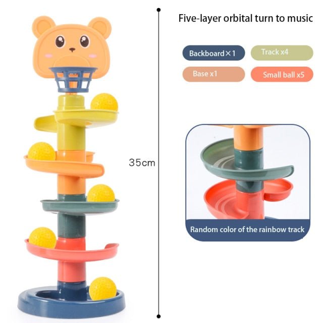 Children's toy rolling ball pile tower early education educational toy rotating track educational baby toy gift