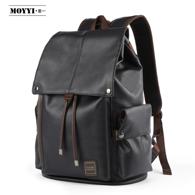 Men Leather Backpack Travel Multi Male Mochila Fashion Large Capacity Shoolbag For Boy Men 15.6" Laptop School Bag College Style