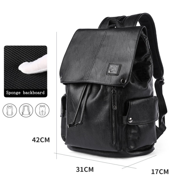 Men Leather Backpack Travel Multi Male Mochila Fashion Large Capacity Shoolbag For Boy Men 15.6" Laptop School Bag College Style