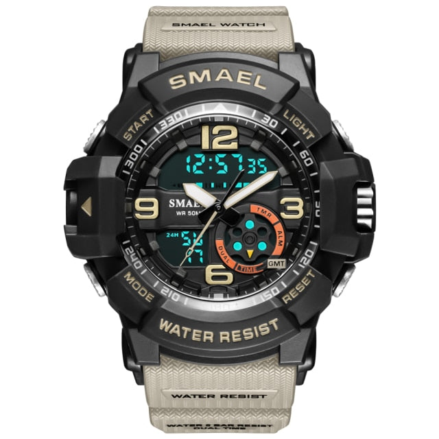 SMAEL Men Military Watch 50m Waterproof Wristwatch LED Quartz Clock Male relogios masculino 1617 Digital Sports Watches Men's