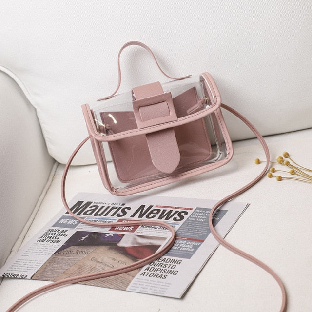 2020 Spring Summer Fashion Women's Transparent Square Sling Bag Cool PVC Shoulder Bag Messenger Bag Mobile Sweet Lady Bag