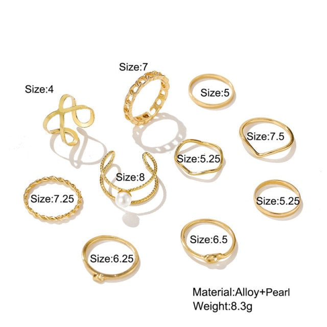 7pcs Fashion Jewelry Rings Set Hot Selling Metal Alloy Hollow Round Opening Women Finger Ring For Girl Lady Party Wedding Gifts