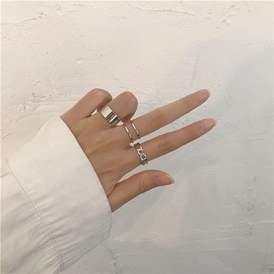 Silver Color Butterfly Rings For Women Men Lover Couple Ring Set Friendship Engagement Wedding Band Open Ring 2021 Trend Jewelry