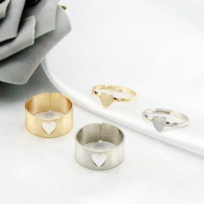 Silver Color Butterfly Rings For Women Men Lover Couple Ring Set Friendship Engagement Wedding Band Open Ring 2021 Trend Jewelry