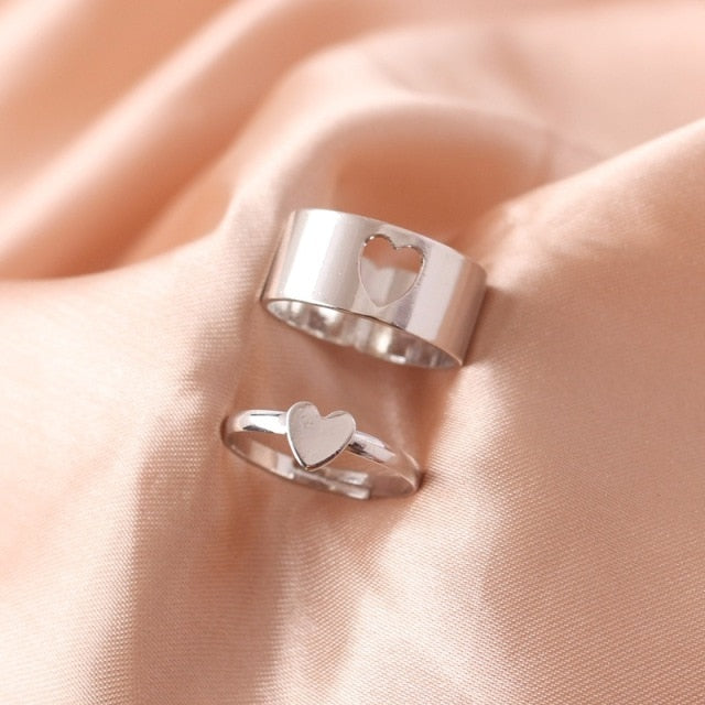 Silver Color Butterfly Rings For Women Men Lover Couple Ring Set Friendship Engagement Wedding Band Open Ring 2021 Trend Jewelry