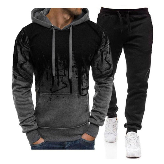 Men's Set Hoodie Sets Men Tracksuit Sportswear Hoodies+Sweatpant 2 Pieces Autumn Winter Male Warm Clothing Pullover Sweatshirts