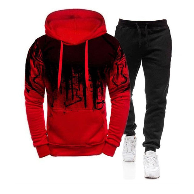 Men's Set Hoodie Sets Men Tracksuit Sportswear Hoodies+Sweatpant 2 Pieces Autumn Winter Male Warm Clothing Pullover Sweatshirts