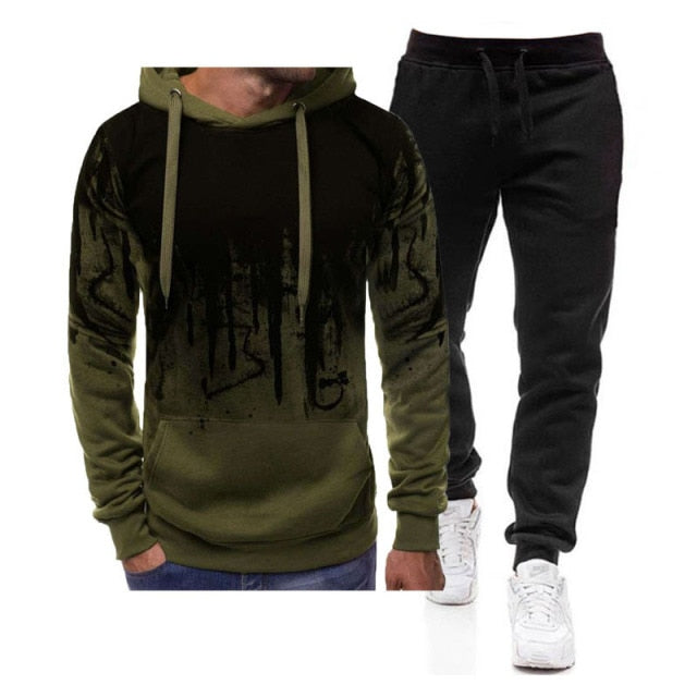 Men's Set Hoodie Sets Men Tracksuit Sportswear Hoodies+Sweatpant 2 Pieces Autumn Winter Male Warm Clothing Pullover Sweatshirts