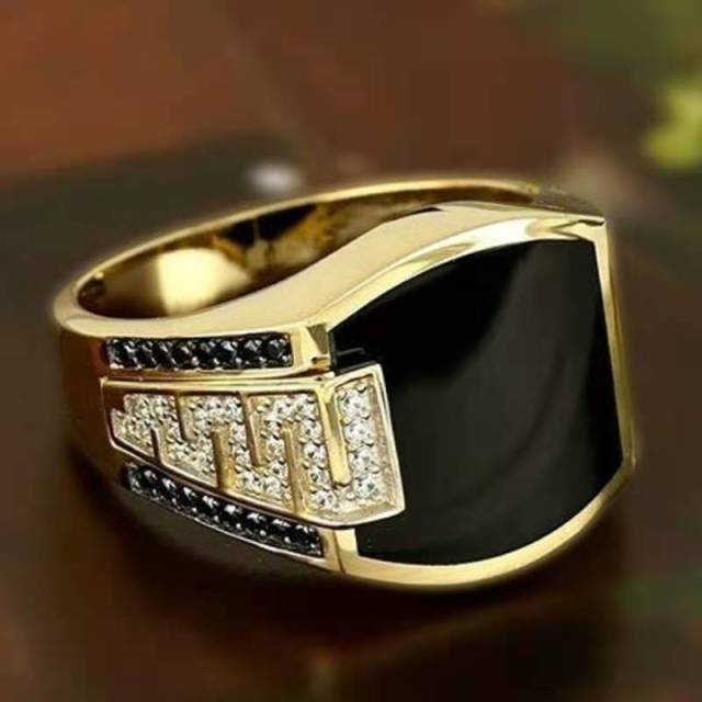 Retro Handmade Turkish Ring For Men Vintage Double Swords Black Zircon Rings Punk 2021 Trendy Islamic Religious Muslim Jewelry