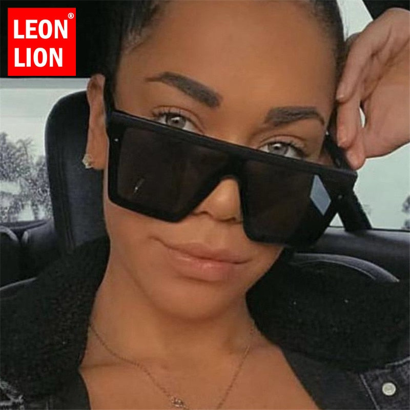 LEONLION Classic Vintage Square Sunglasses Woman Siamese Oversized Sunglasses Woman/Men Retro Sunglasses Lentes De Sol Mujer