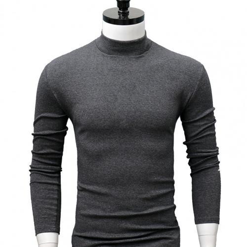 Men Shirt Sweater Solid Color Half High Collar Casual Slim Long Sleeve Keep Warm Tight Shirt Male for Men Clothes Inner Wear