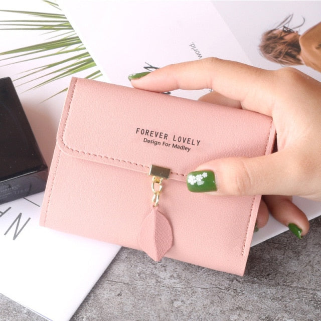 Korean Short MINI Wallet Female Spring New Arrival Pendant Thin Wallet Card Holder Small Fresh Student Buckle Coin Purse