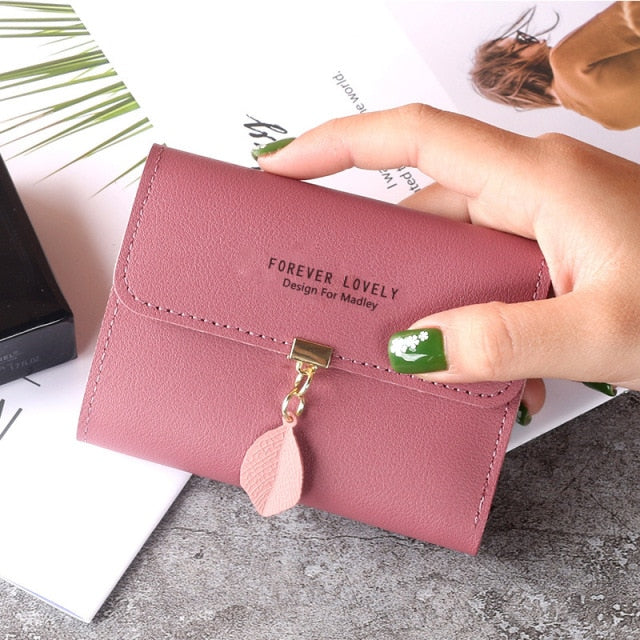 Korean Short MINI Wallet Female Spring New Arrival Pendant Thin Wallet Card Holder Small Fresh Student Buckle Coin Purse