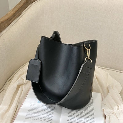 casual wide strap bucket bag designer women shoulder bags luxury pu crossbody bag large capacity messenger bag simply purse 2021