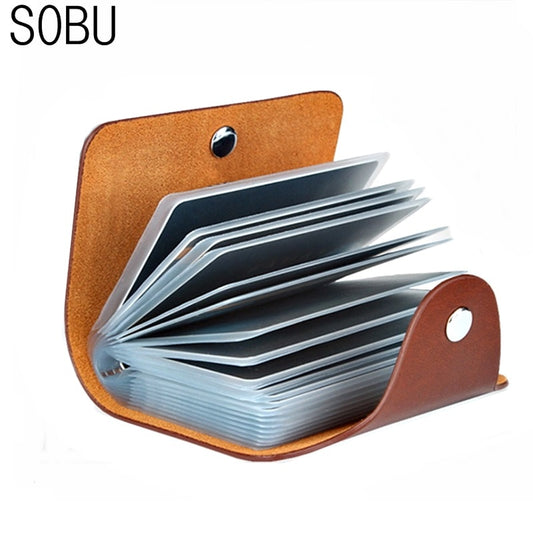 2021 New PU Leather Function 24 Bits Card Case Business Card Holder Men Women Credit Passport Card Bag ID Passport Card Wallet