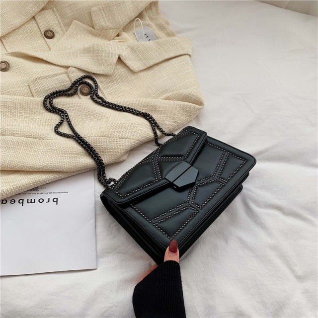 LEFTSIDE Rivet Chain Brand PU Leather Crossbody Bags For Women 2021 hit Simple Fashion Shoulder Bag Lady Luxury Small Handbags