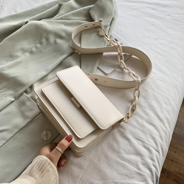 Chain Design New Mini PU Leather Flap Bags For Women 2021 hit Summer Lady Shoulder Handbag Female Fashion Cross Body Bag