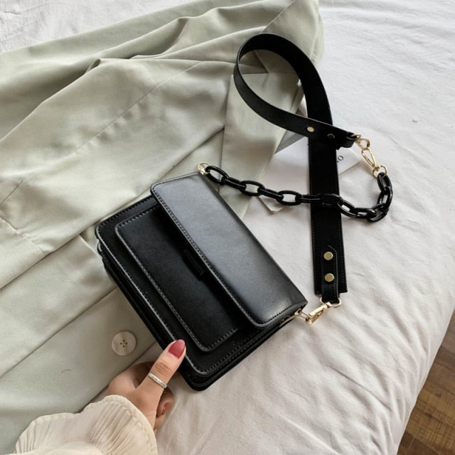 Chain Design New Mini PU Leather Flap Bags For Women 2021 hit Summer Lady Shoulder Handbag Female Fashion Cross Body Bag