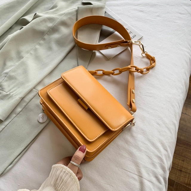 Chain Design New Mini PU Leather Flap Bags For Women 2021 hit Summer Lady Shoulder Handbag Female Fashion Cross Body Bag