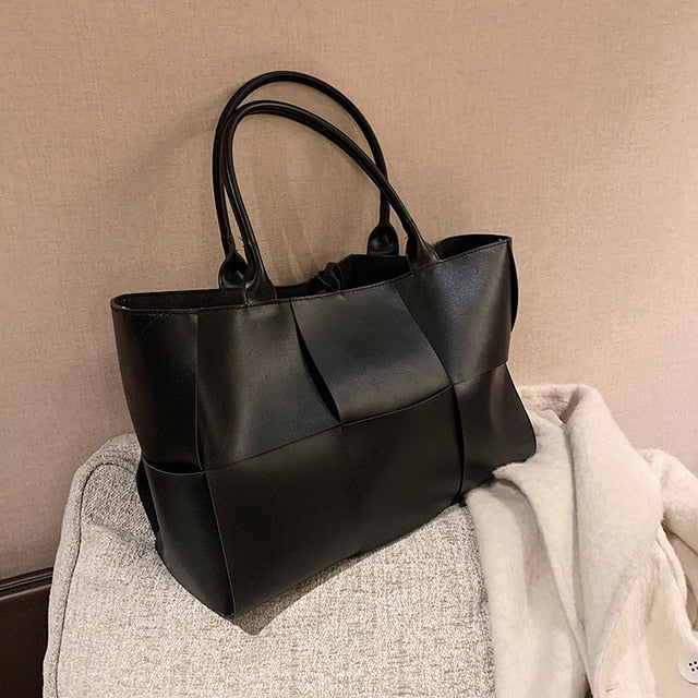 Luxury Brand Large Weave Tote bag 2021 Winter New High-quality PU Leather Women's Designer Handbag High capacity Shoulder Bags