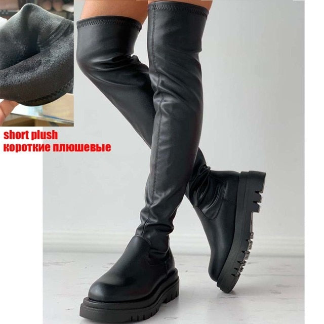 DORATASIA Brand New Female Platform Thigh High Boots Fashion Slim Chunky Heels Over The Knee Boots Women Party Shoes Woman