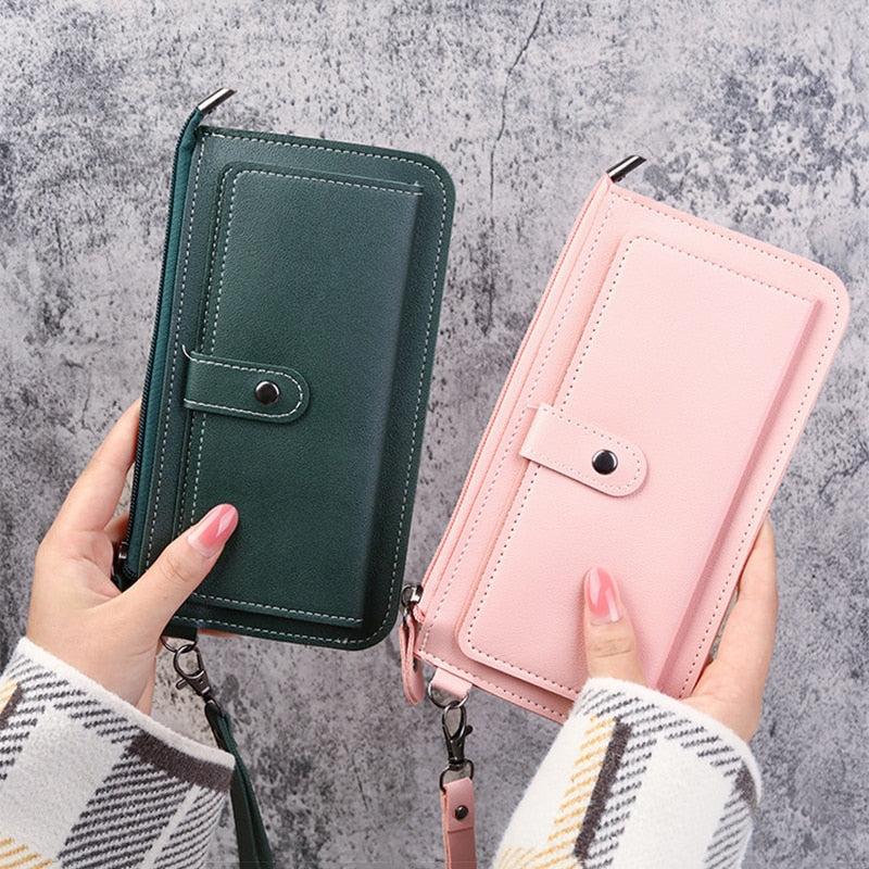 2021 New Women's Wallet Multifunctional Fashion PU Leather Long Wallets Multi-card Position Clutch Buckle Zipper Student Wallet