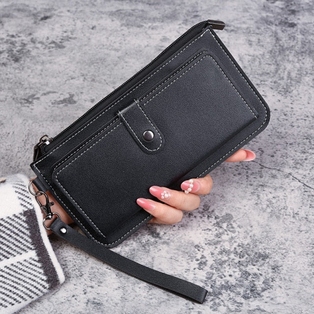 2021 New Women's Wallet Multifunctional Fashion PU Leather Long Wallets Multi-card Position Clutch Buckle Zipper Student Wallet