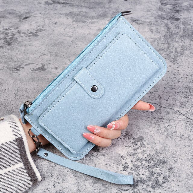 2021 New Women's Wallet Multifunctional Fashion PU Leather Long Wallets Multi-card Position Clutch Buckle Zipper Student Wallet