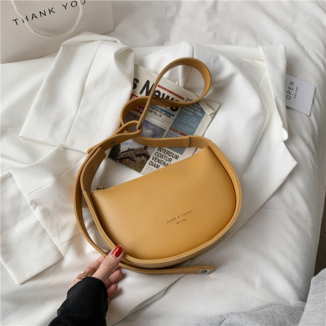 Burminsa Semicircle Saddle Shoulder Crossbody Bags For Women Designer Brand Adjustable Wide Strap Girls Purses And Handbags 2021