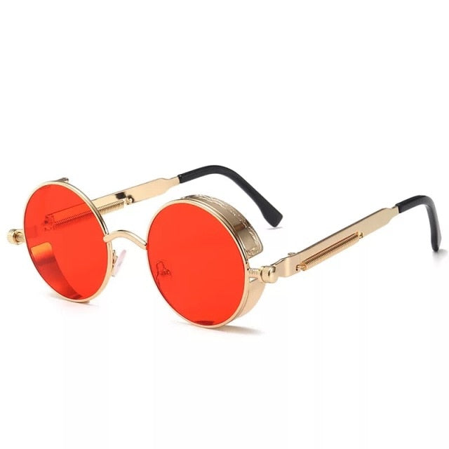 Classic Gothic Steampunk Sunglasses Luxury Brand Designer High Quality Men and Women Retro Round Metal Frame Sunglasses UV400