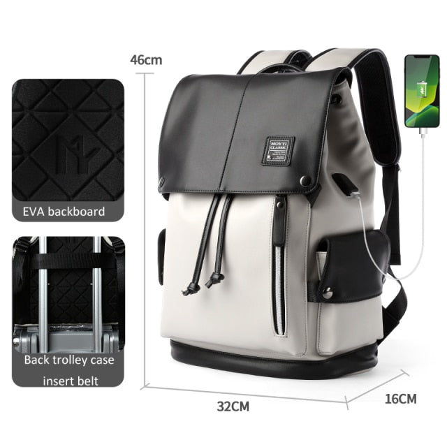 Men Leather Backpack Travel Multi Male Mochila Fashion Large Capacity Shoolbag For Boy Men 15.6" Laptop School Bag College Style