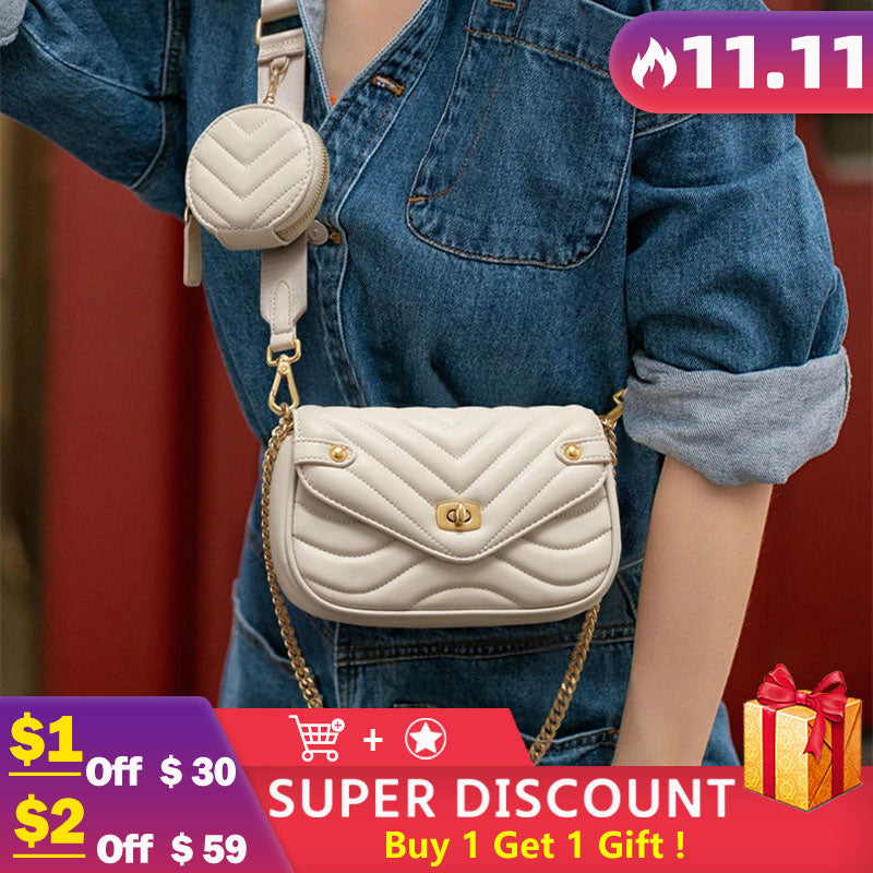 Small PU Leather Shoulder Bag For Women 2021 new purse and Handbags Female Travel Crossbody Bag ladies chain Sling bag 2 PCS/SET