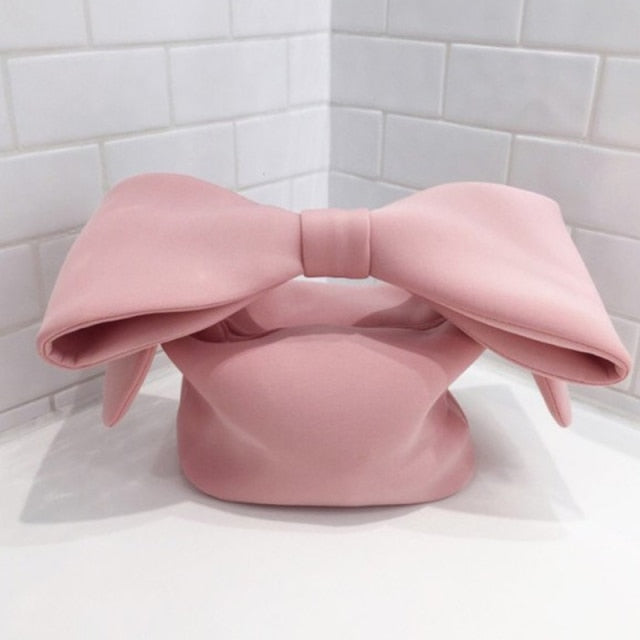 2021 New Spring Summer Woman New Personality Pink Color Spliced Bow Many Wear Methods Handbag All Match Evening Clutch Bags Cute