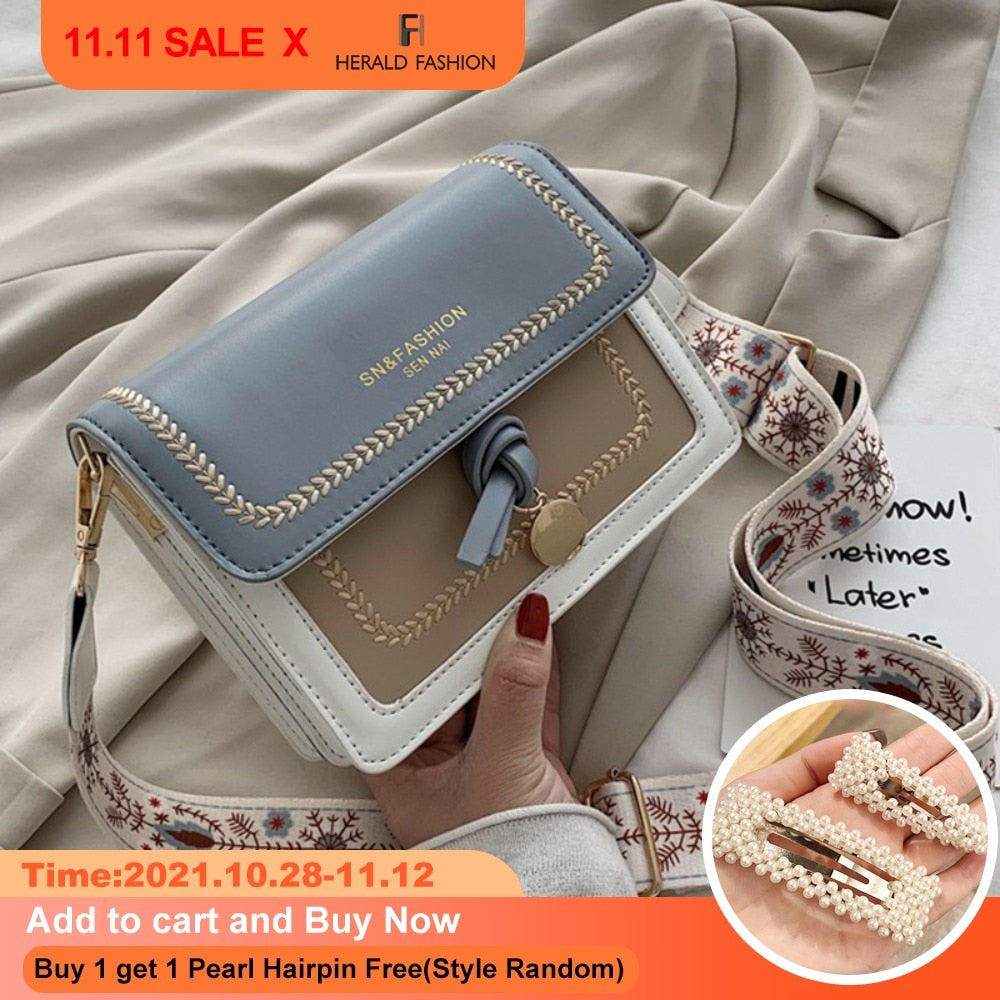 Contrast color Leather Crossbody Bags For Women 2021 Travel Handbag Fashion Simple Shoulder Messenger Bag Ladies Cross Body Bag