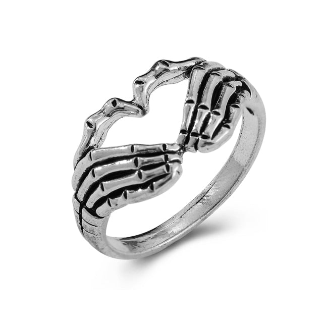 Vintage Silver Plated Angel Wings Ring for Womens Gothic Punk Steampunk Heart Butterfly Skull Ring Sets Party Jewelry 2021