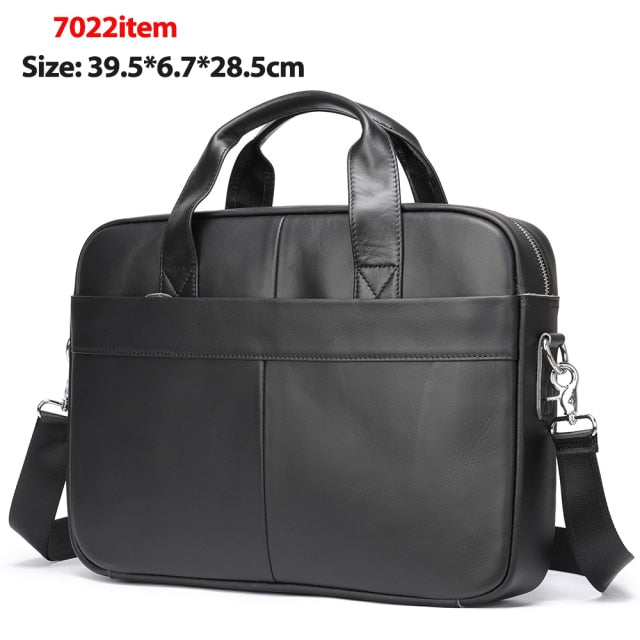 WESTAL Men's Bag Genuine Leather Men Briefcase for Laptop 14 Messenger Men's Leather Bag Business Portfolio for Document A4 7022