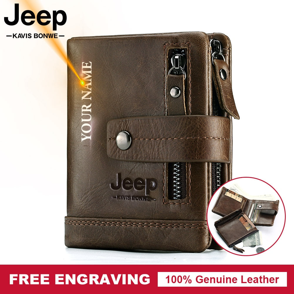 Free Engraving 100% Genuine Leather Men Wallet Coin Purse Small Card Holder PORTFOLIO Portomonee Male Walet Pocket Coffee Money