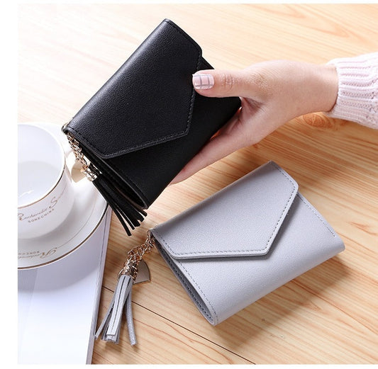 Mini Tassel Wallet Women Fashion Purse Female Short Mini Wallets Korean Students Lovely Purse Female Small Wallet for Women