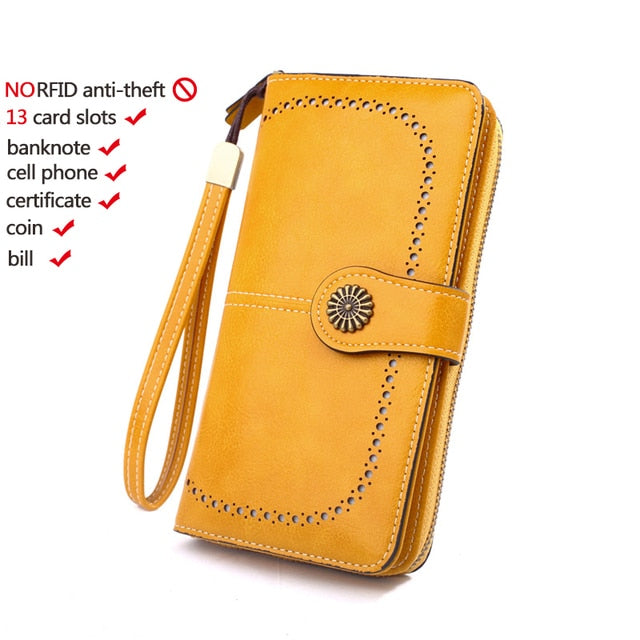 High Quality Women Wallet RFID Anti-theft Leather Wallets For Woman Long Zipper Large Ladies Clutch Bag Female Purse Card Holder