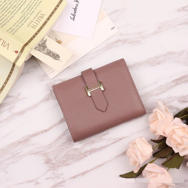 Genuine Leather Women Luxury Lychee Pattern Wallets Long Brand Zipper Coin Purses Female Solid Colors Hasp Thin Clutch Phone Bag