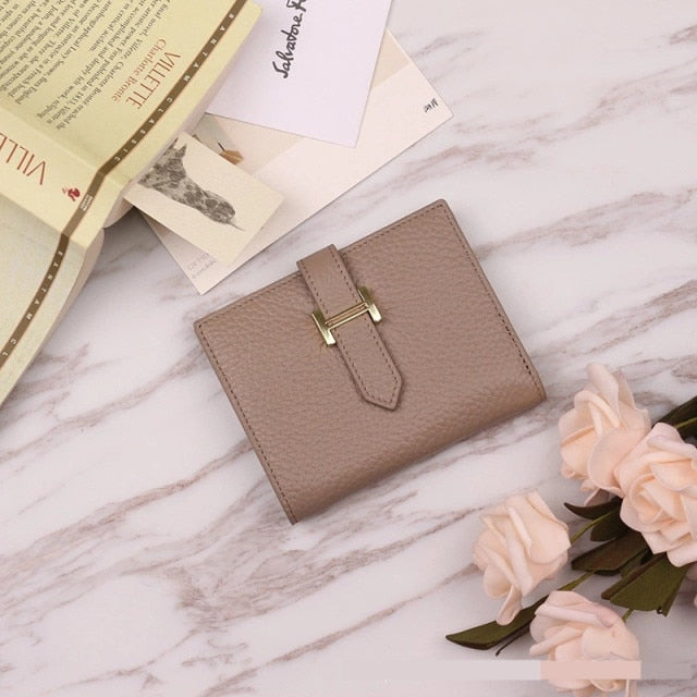 Genuine Leather Women Luxury Lychee Pattern Wallets Long Brand Zipper Coin Purses Female Solid Colors Hasp Thin Clutch Phone Bag