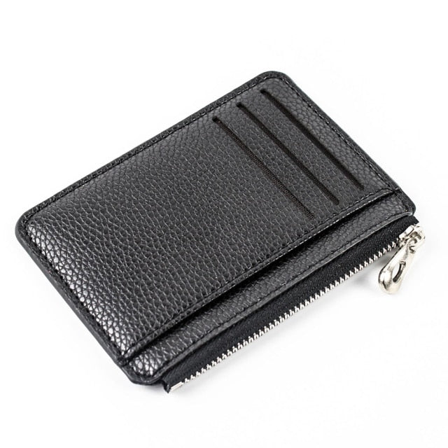 Hot Sale Men Wallet Solid Color Textured Pu Zipper Card Holder Mini Coin Purse New